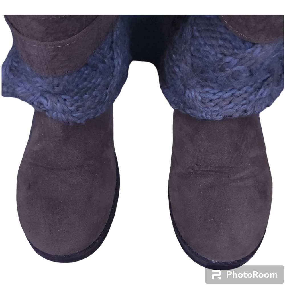 Muk Luks Nikki Convertible Knit Winter Boots Sz 7 Belt Wrap Lace Sweater Style - Picture 6 of 10